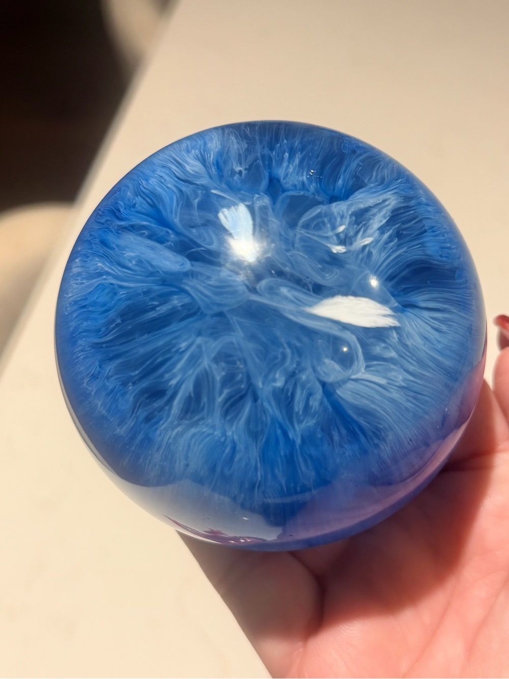 Hand-made Blue Resin Paperweight